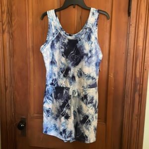 BRAND NEW SLEEVELESS BLUE TIEDYE ROMPER